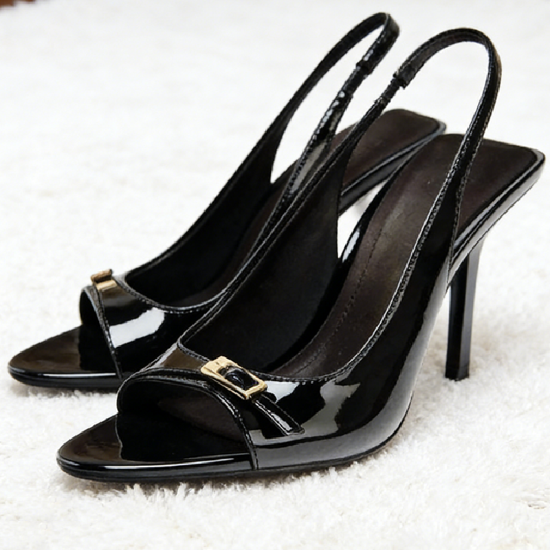 Leather Classic Strap - High Quality Patent Leather Heeled Sandals