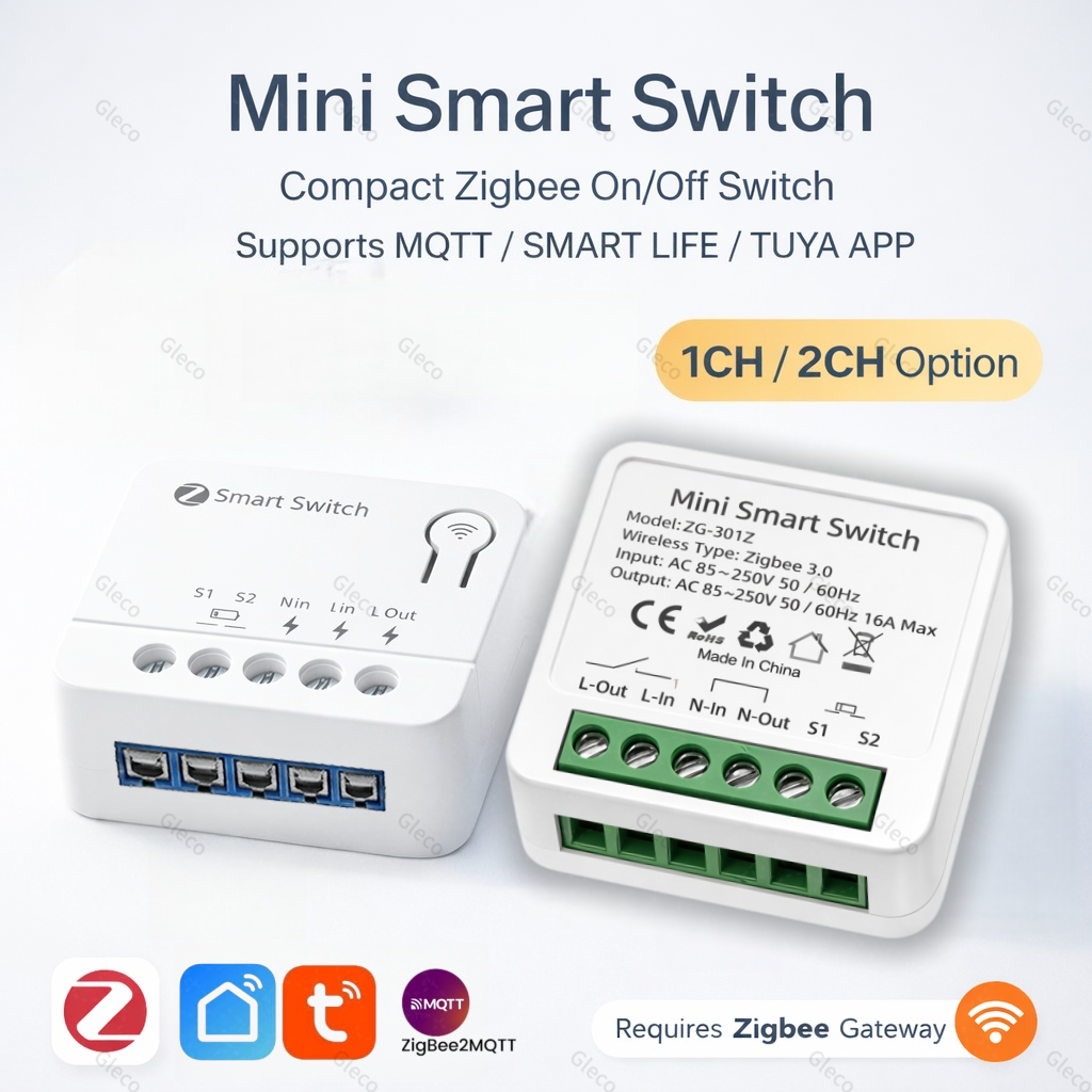 Smart Accessories - Zigbee TUYA 1/2Gang Mini Smart Switch