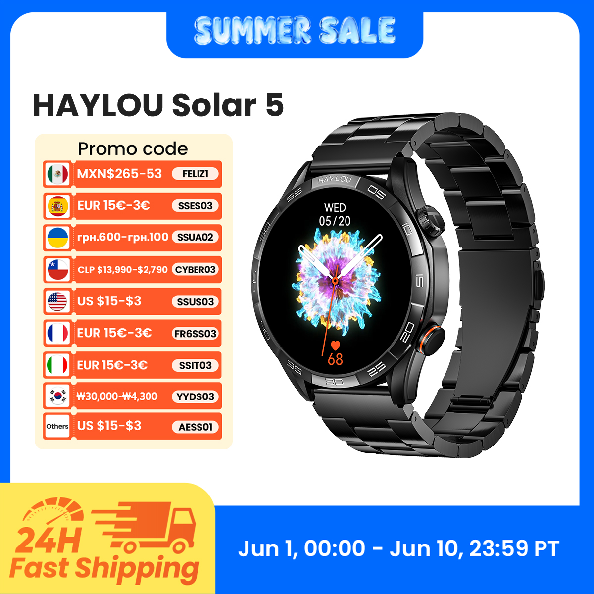 HAYLOU Solar 5 Voice Calling S - Smartwatch Face review and price