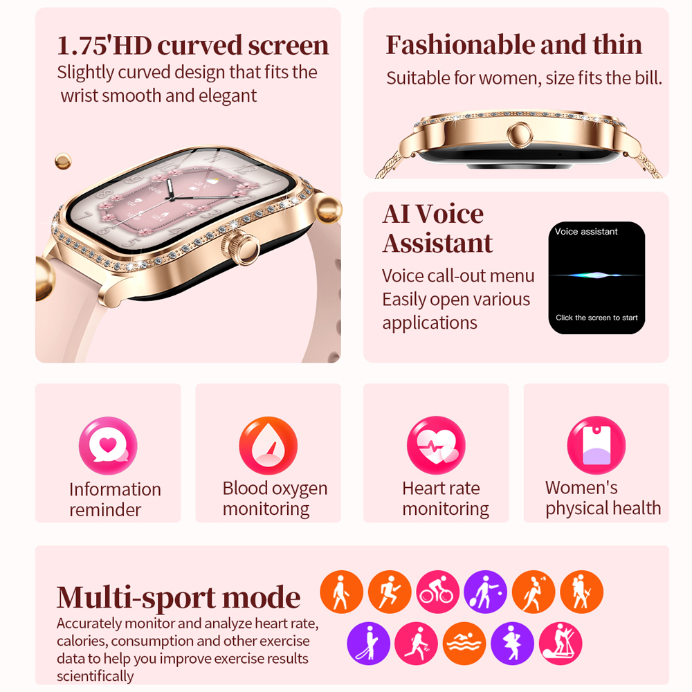 2026 New Fashion Women Diamond - Smartwatch Face review and price