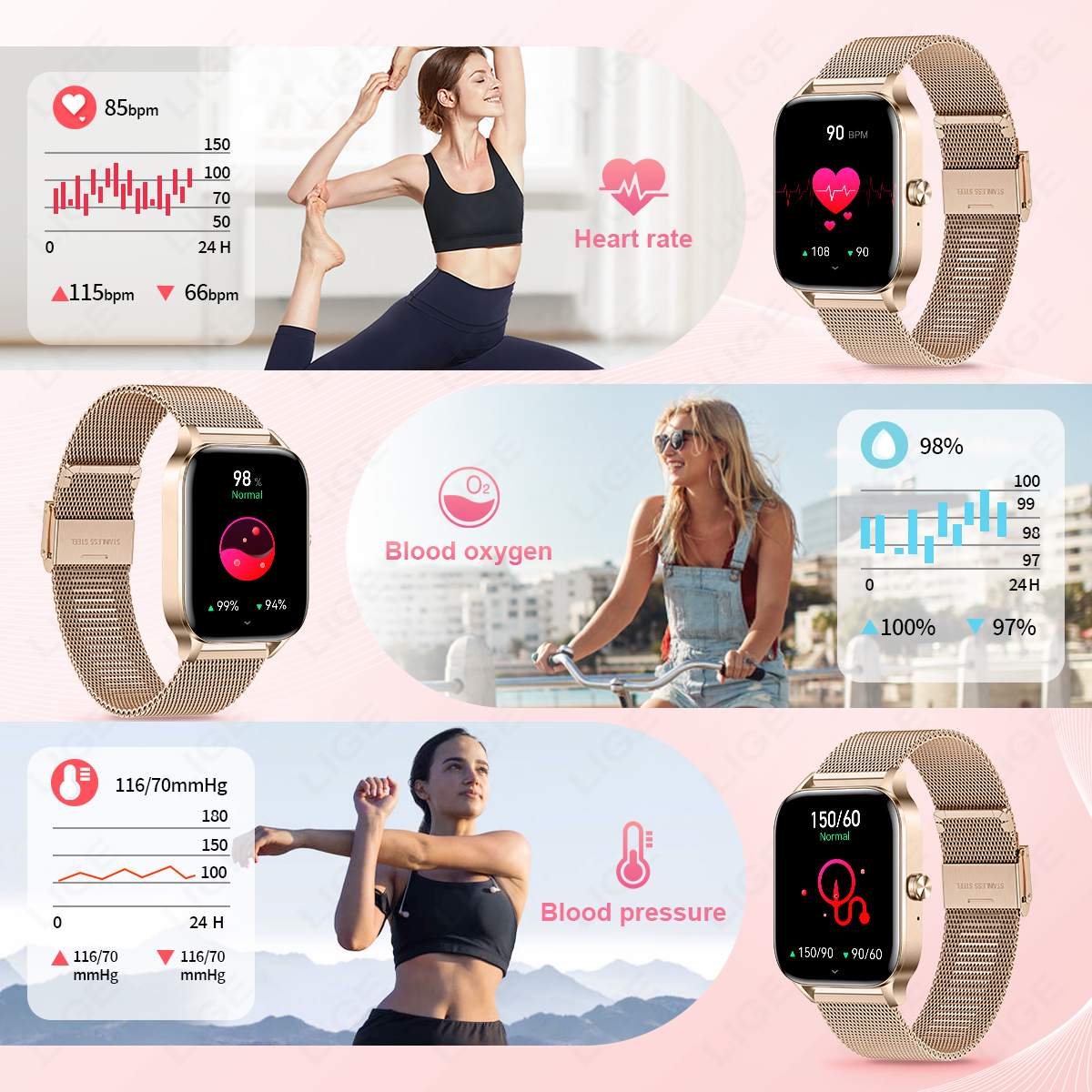 LIGE Fashion Smart Watch Women - Smartwatch Face review and price