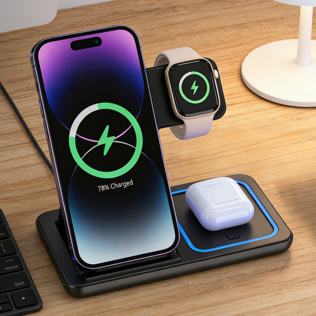 Foldable 3 in 1 Wireless Charg - Wireless Charger Watch review and price